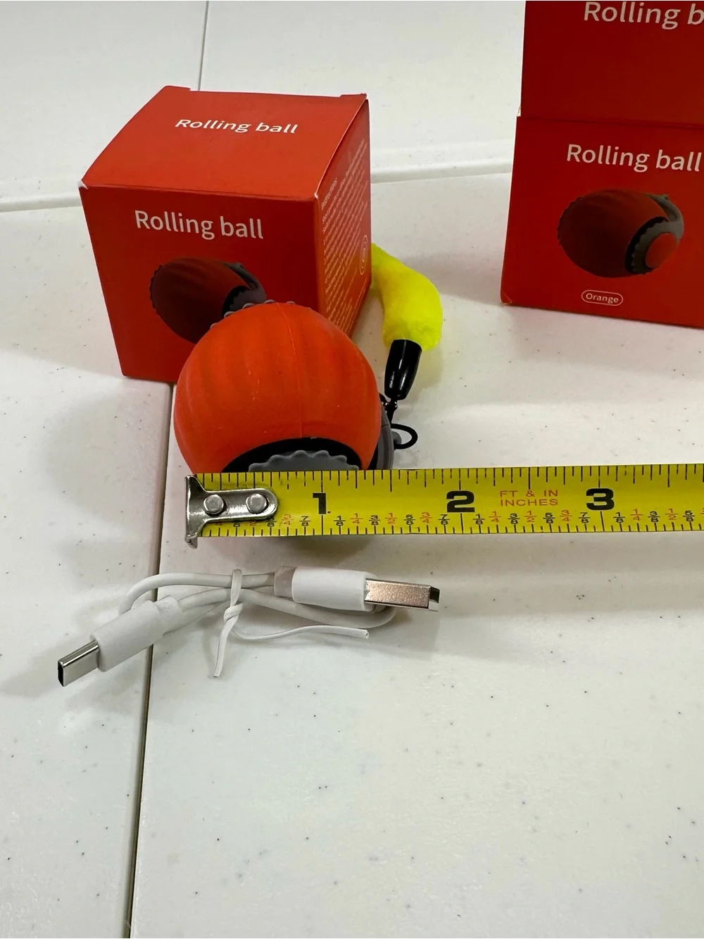 2 Pack of Bright Orange Speedy Sprint Ball Cat Toy